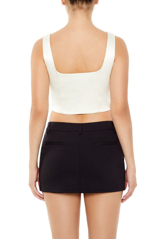 Satin Lace-Up Crop Top