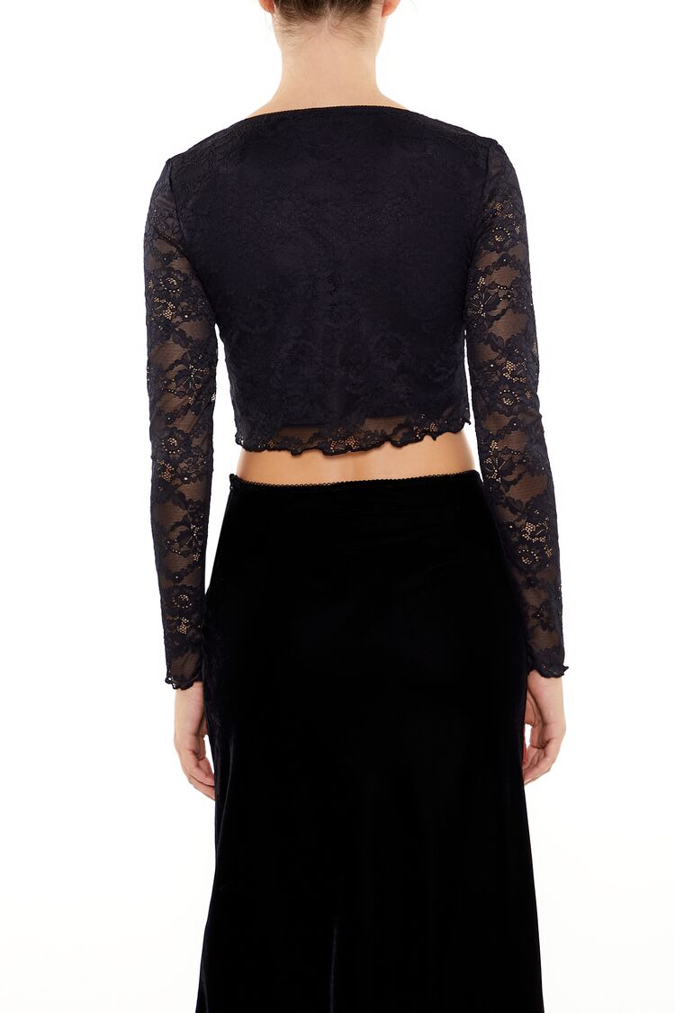  Forever 21 Lace Bow Crop Top - black - Bonton