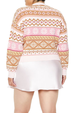 Plus Size Fair Isle Snowflake Cropped Sweater