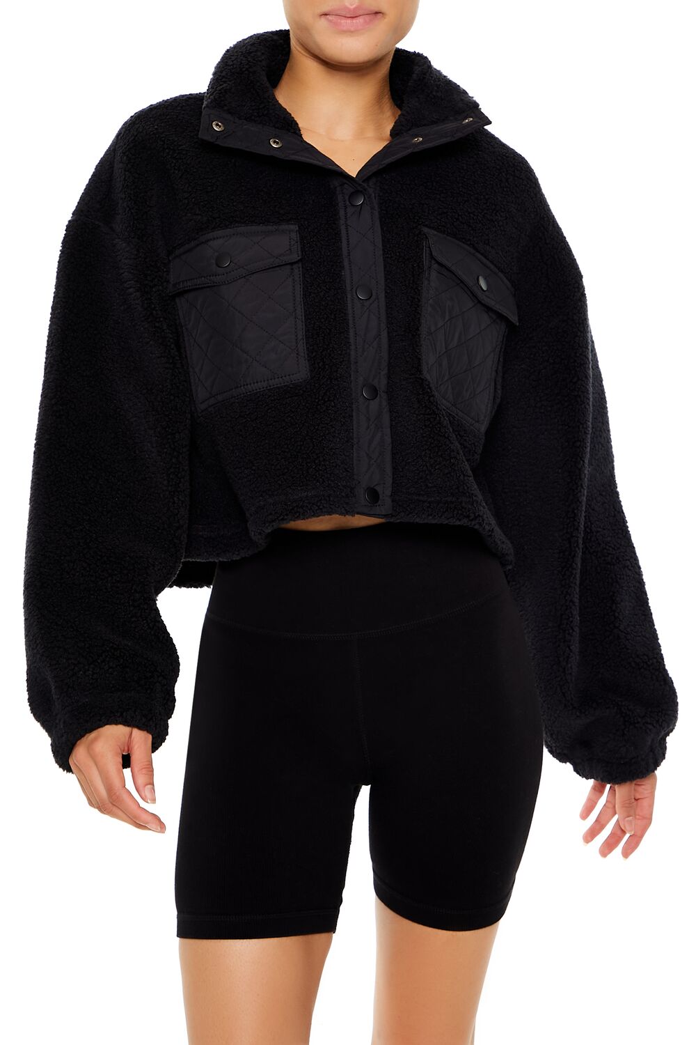  Forever 21 Active Faux Shearling Jacket - vanilla - Bonton