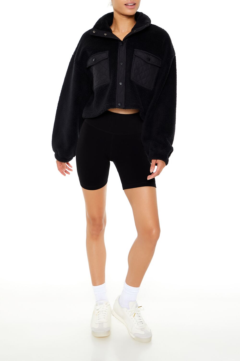  Forever 21 Active Faux Shearling Jacket - vanilla - Bonton