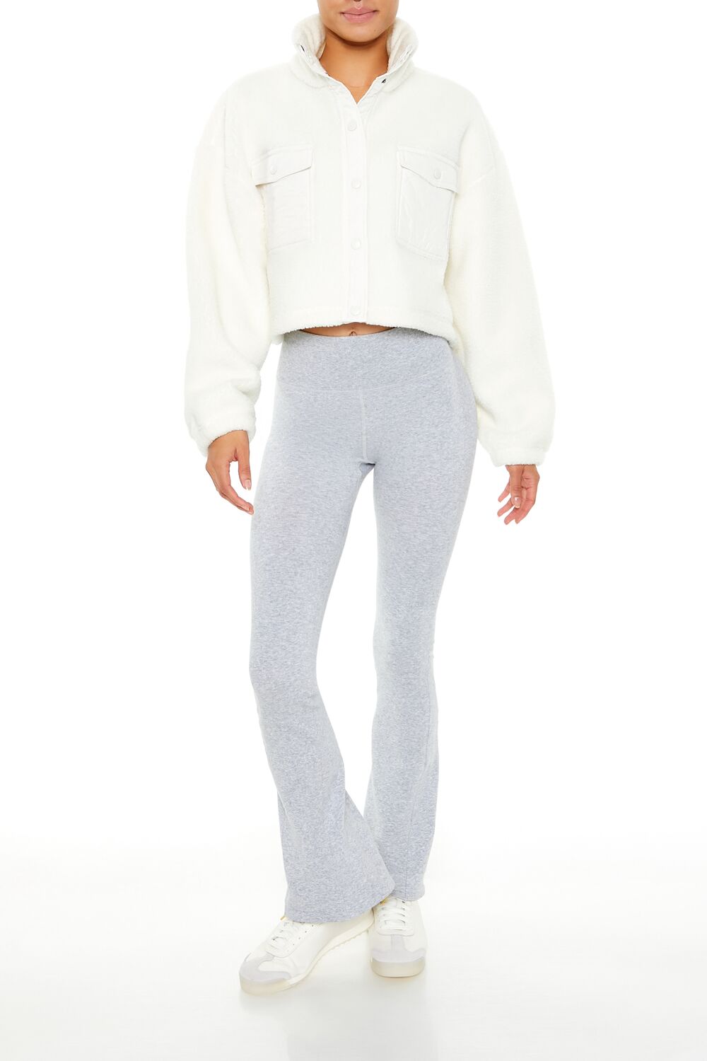  Forever 21 Active Faux Shearling Jacket - vanilla - Bonton