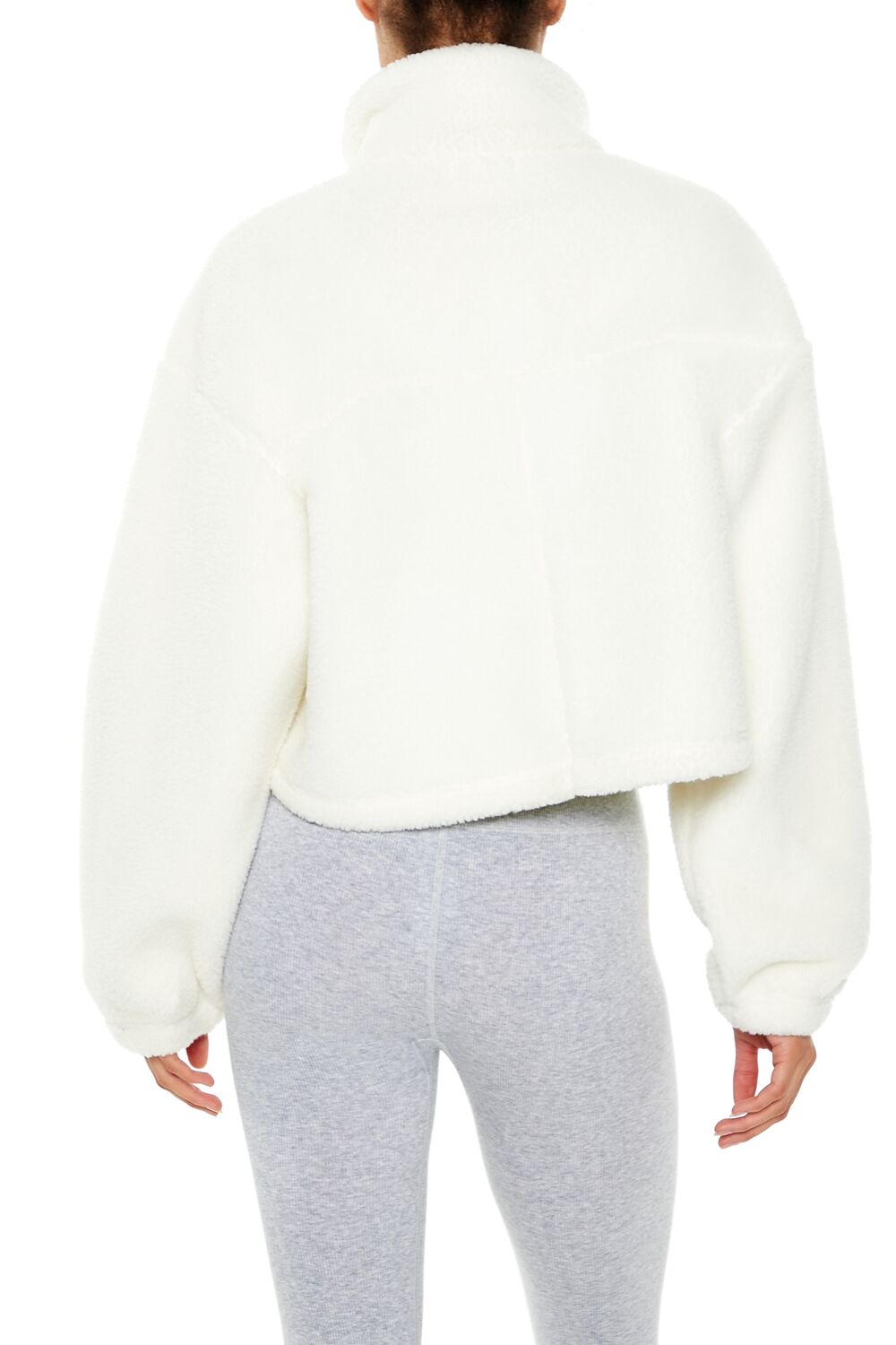  Forever 21 Active Faux Shearling Jacket - vanilla - Bonton