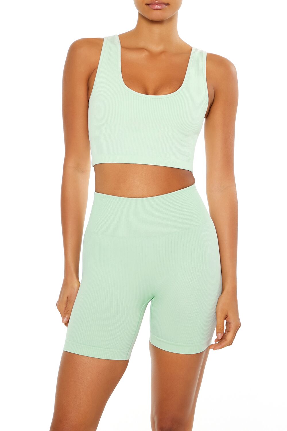  Forever 21 Seamless Longline Sports Bra - stone blue - Bonton