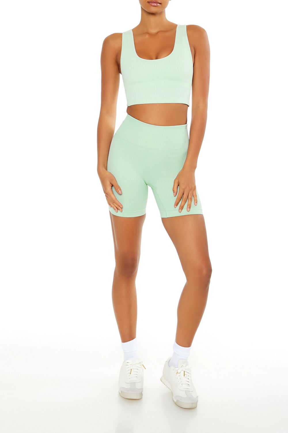  Forever 21 Seamless Longline Sports Bra - stone blue - Bonton