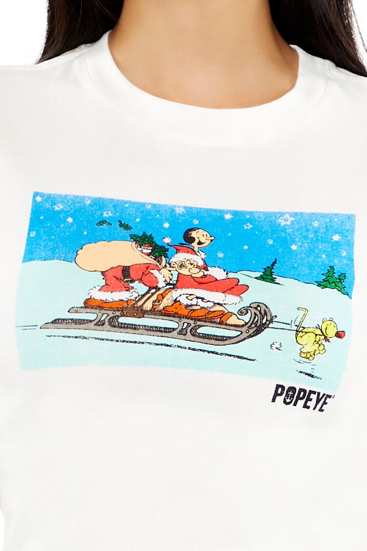  Forever 21 Popeye Christmas Graphic Baby Tee - white multi - Bonton