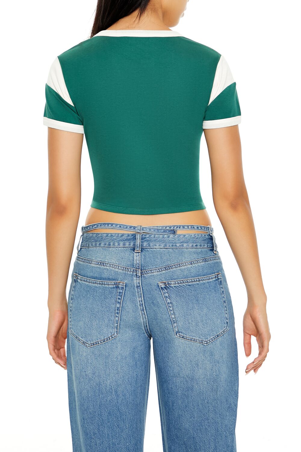  Forever 21 New York Cropped Ringer Tee - green multi - Bonton