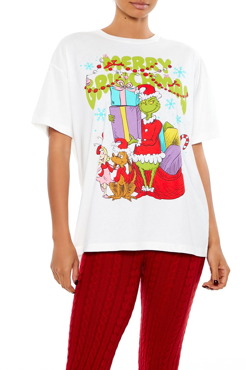  Forever 21 Merry Grinchmas Graphic Tee - white multi - Bonton