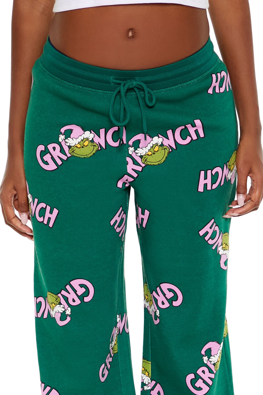  Forever 21 Grinch Print Fleece Pants - green-multi - Bonton
