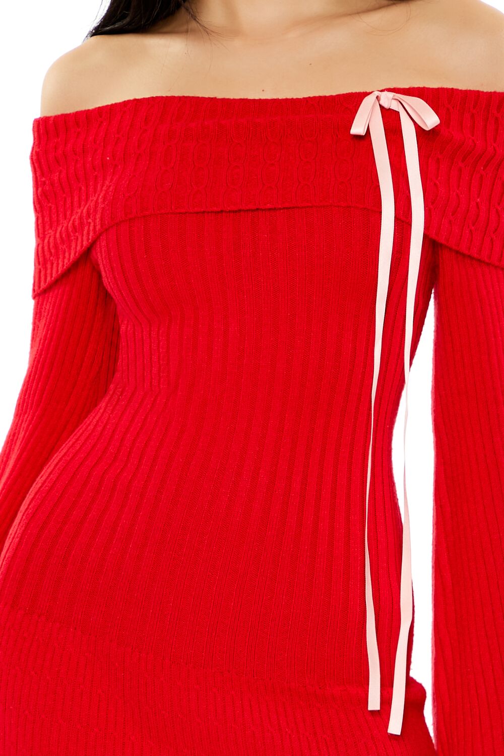  Forever 21 Bow Sweater Mini Dress - red-multi - Bonton
