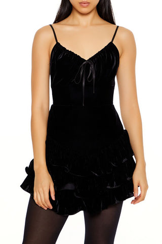 Tiered Velvet Mini Dress