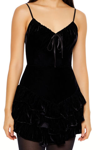 Tiered Velvet Mini Dress