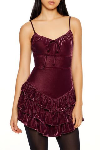 Tiered Velvet Mini Dress