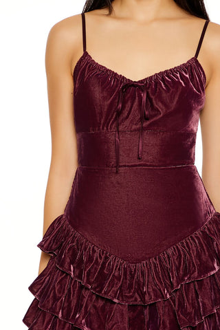 Tiered Velvet Mini Dress