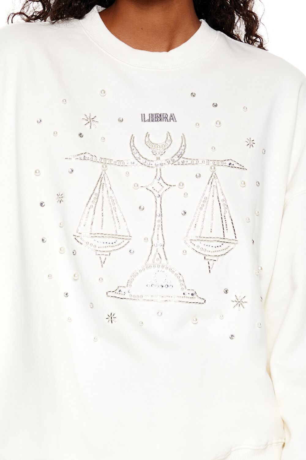  Forever 21 Beaded Libra Pullover - white multi - Bonton