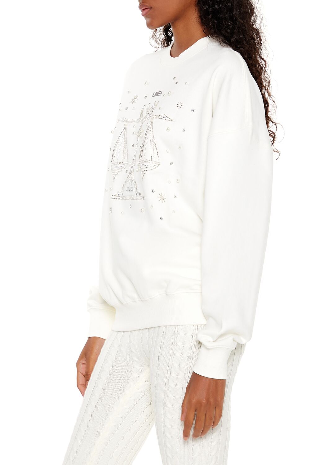  Forever 21 Beaded Libra Pullover - white multi - Bonton