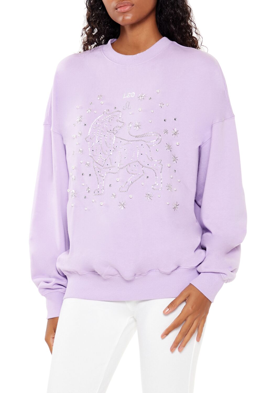  Forever 21 Beaded Leo Pullover - lavender multi - Bonton