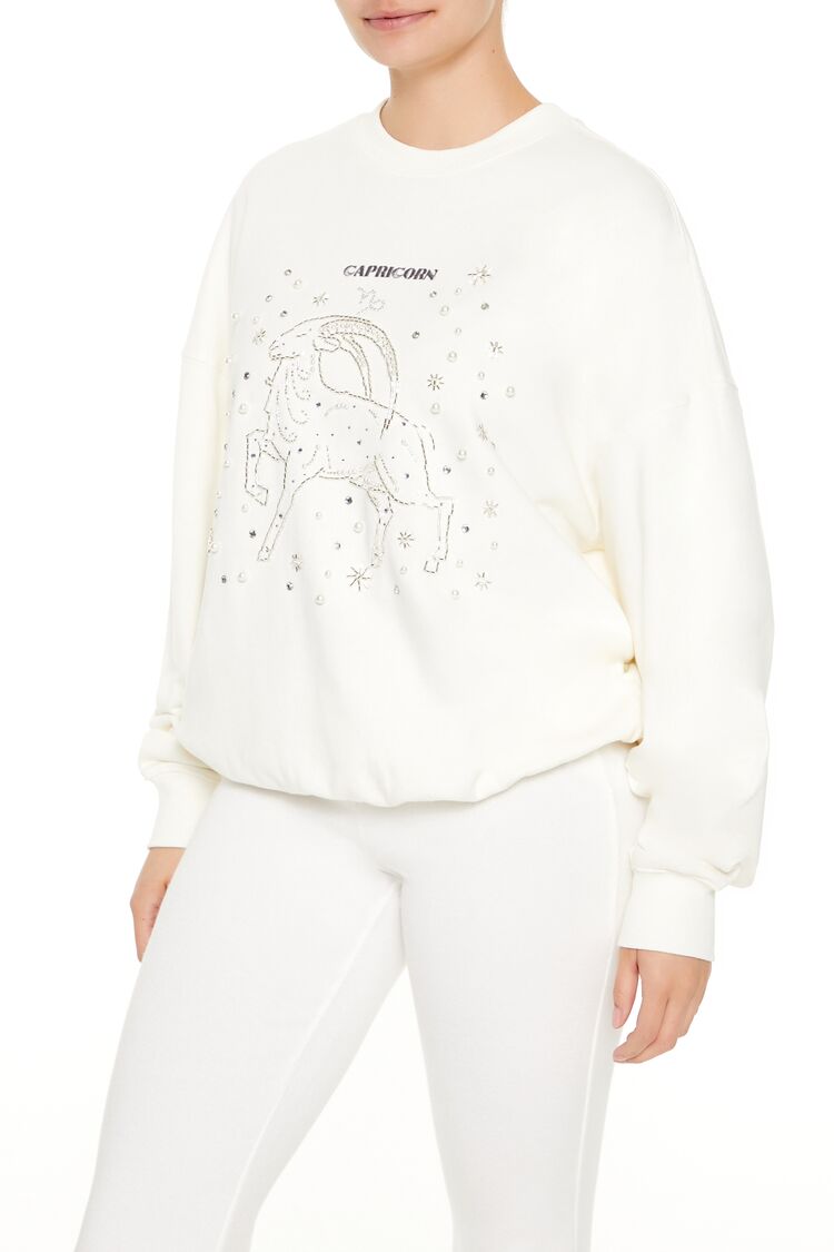  Forever 21 Beaded Capricorn Pullover - white multi - Bonton