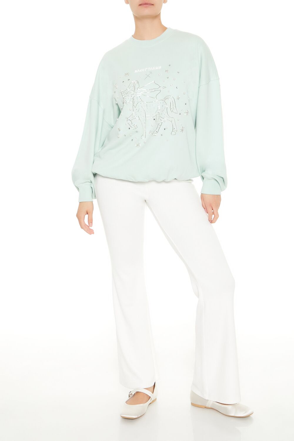  Forever 21 Beaded Sagittarius Pullover - seafoam multi - Bonton