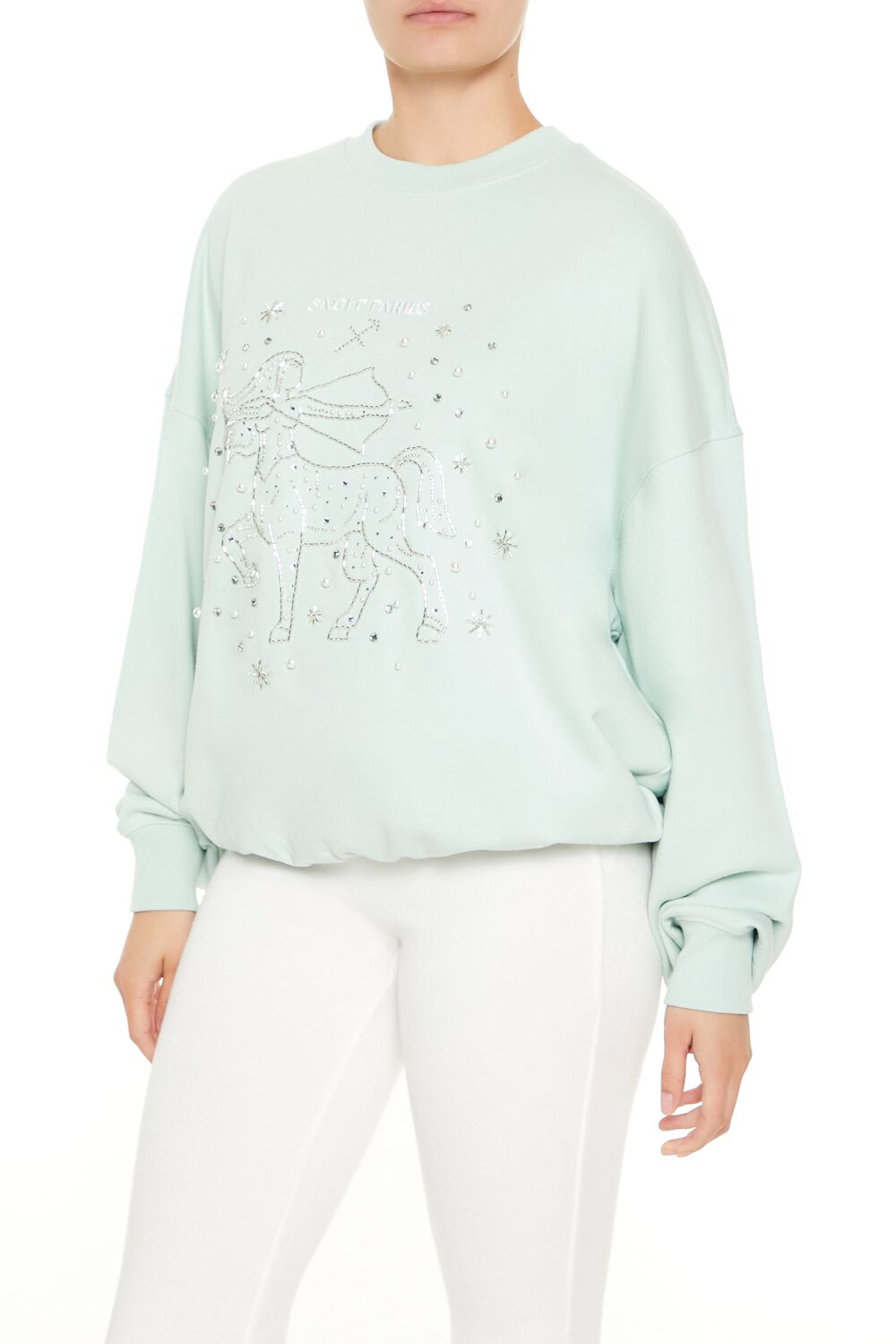  Forever 21 Beaded Sagittarius Pullover - seafoam multi - Bonton