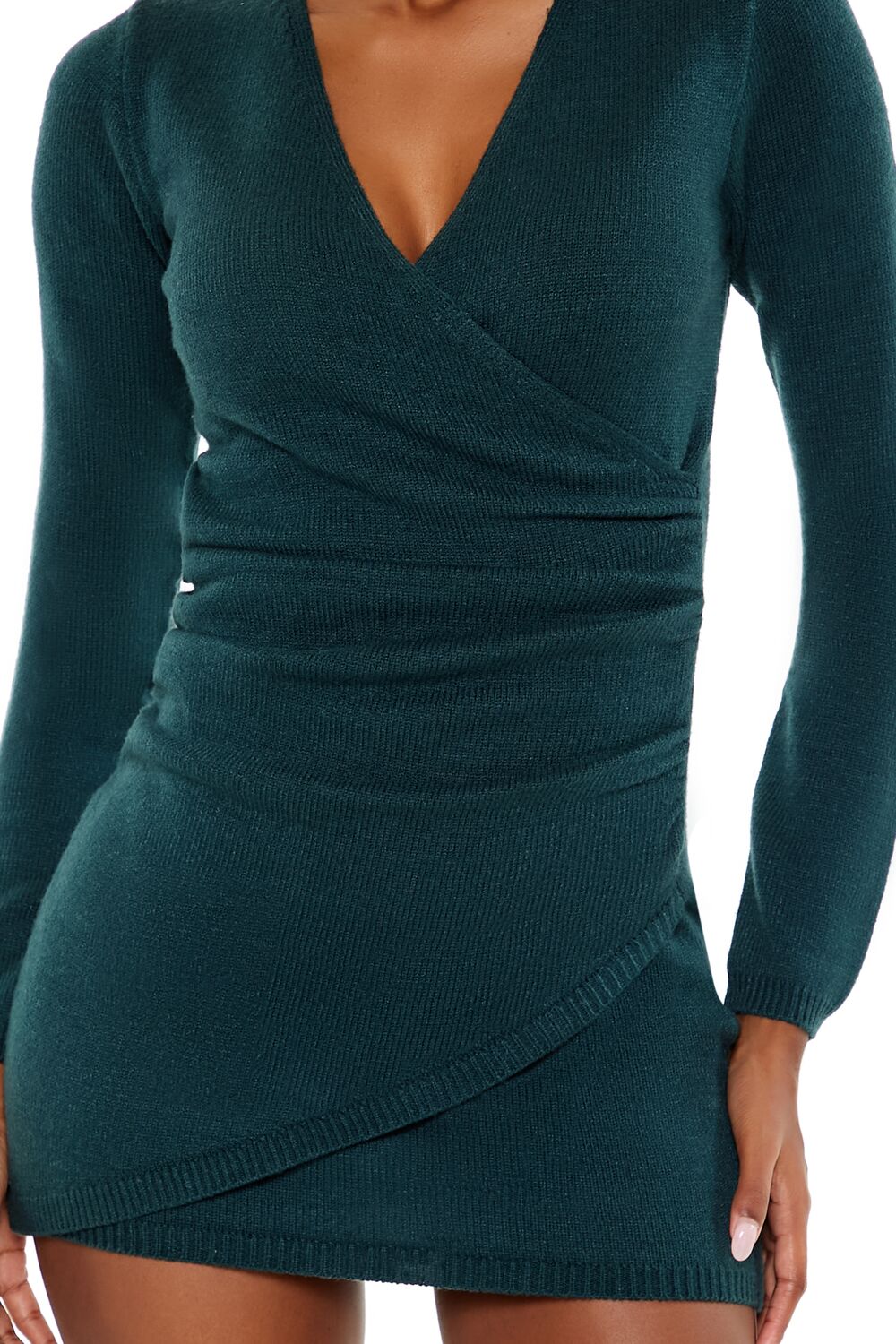  Forever 21 Mini Wrap Sweater Dress - emerald-swatch - Bonton