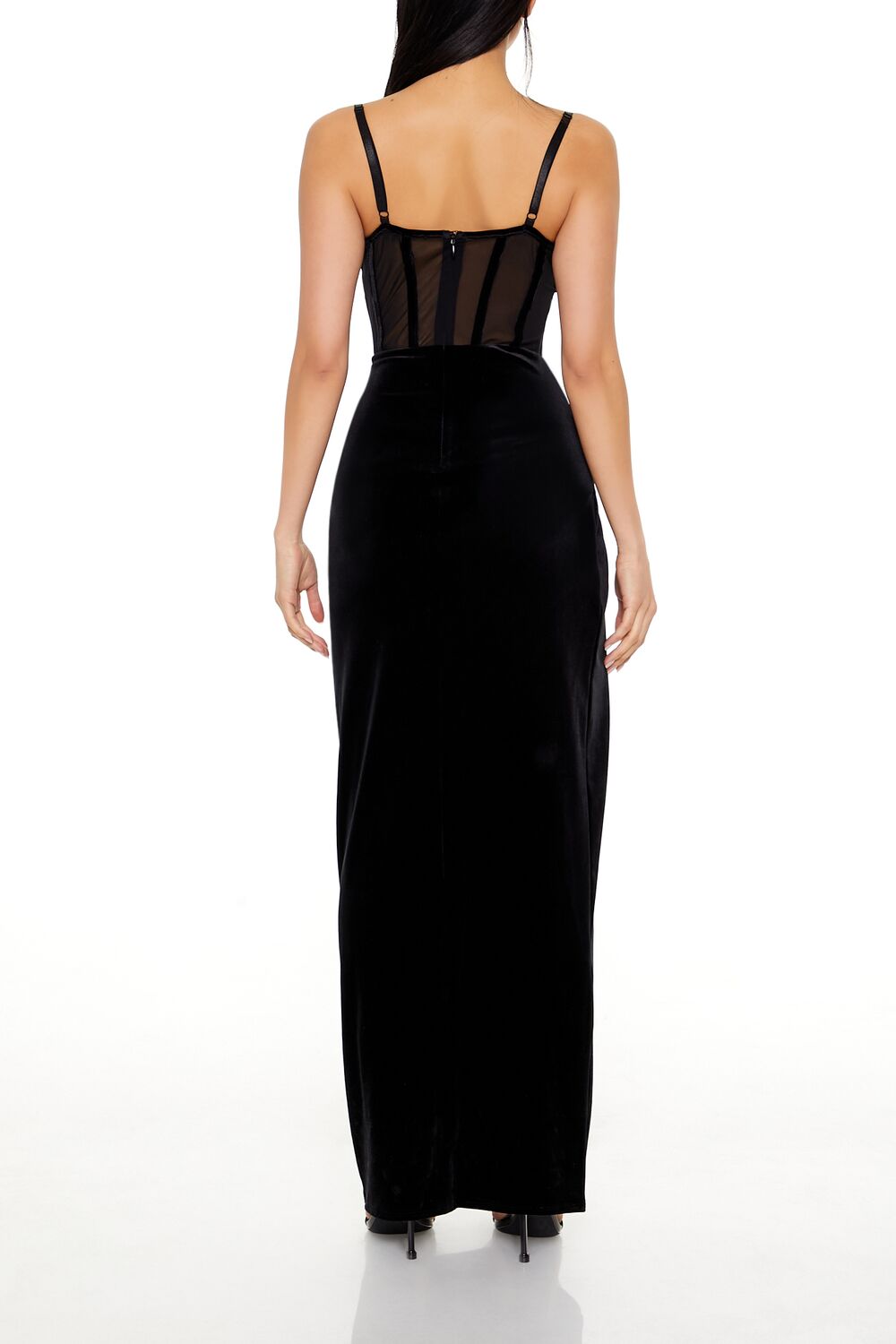  Forever 21 Velvet Corset Cowl Maxi Dress - black-swatch - Bonton