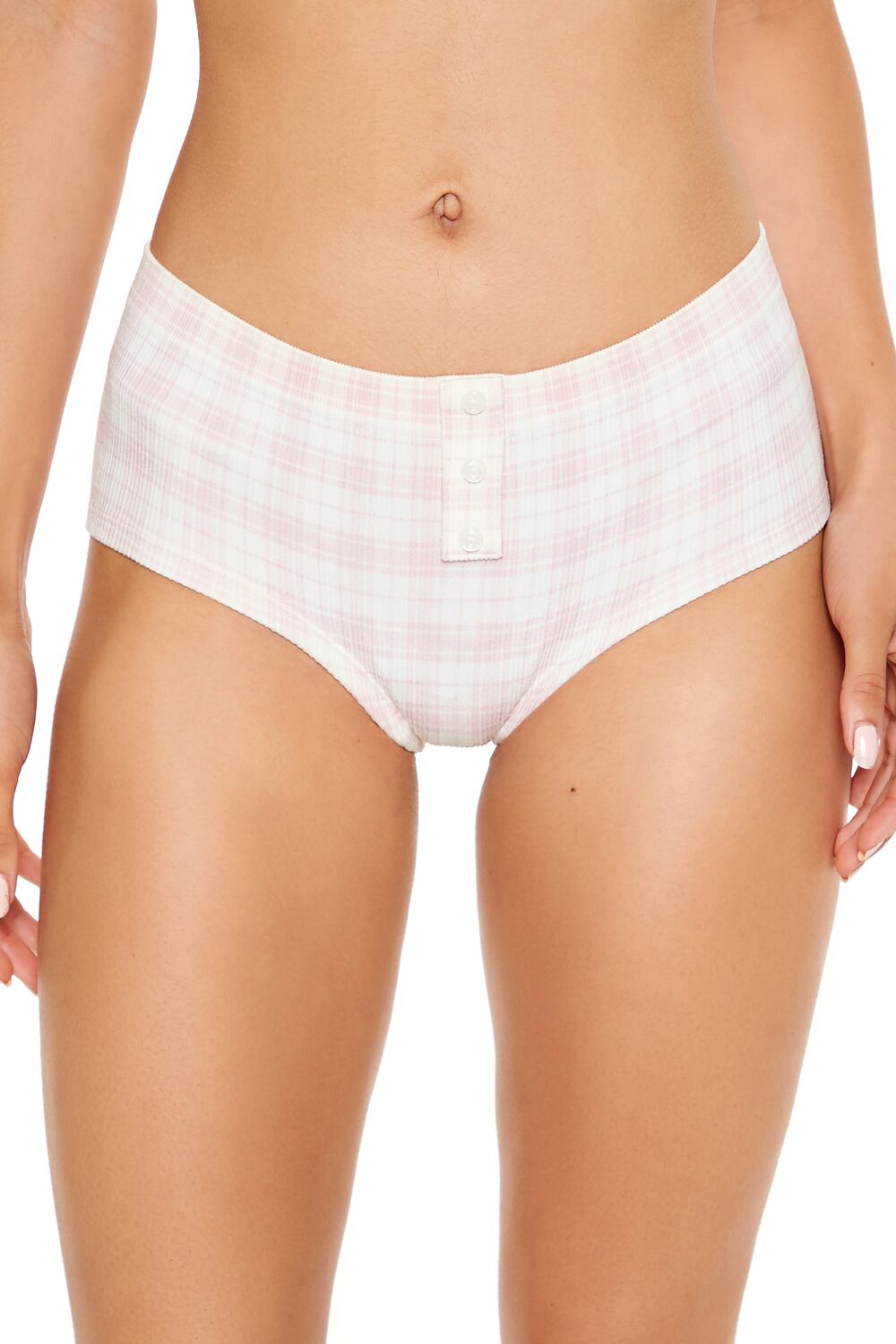  Forever 21 Seamless Plaid Bow Shortie Panties - pink-multi - Bonton