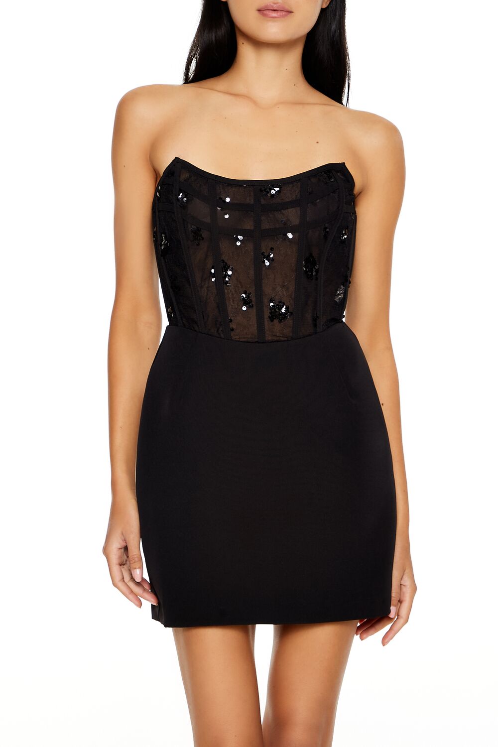  Forever 21 Sequin Corset Mini Tube Dress - black-swatch - Bonton