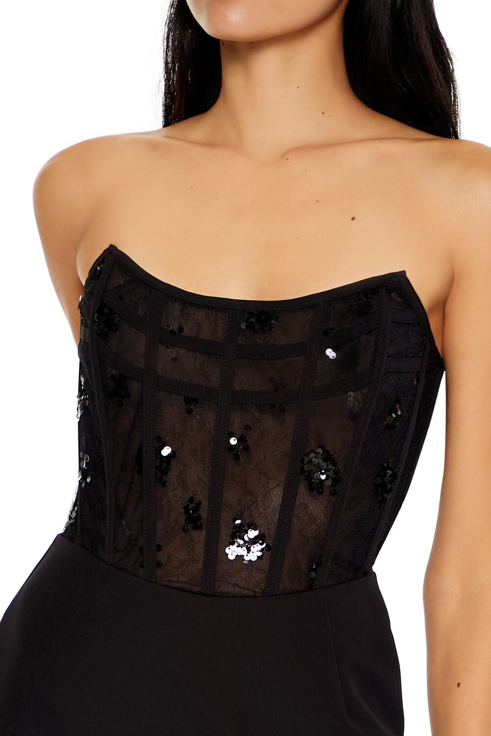  Forever 21 Sequin Corset Mini Tube Dress - black-swatch - Bonton