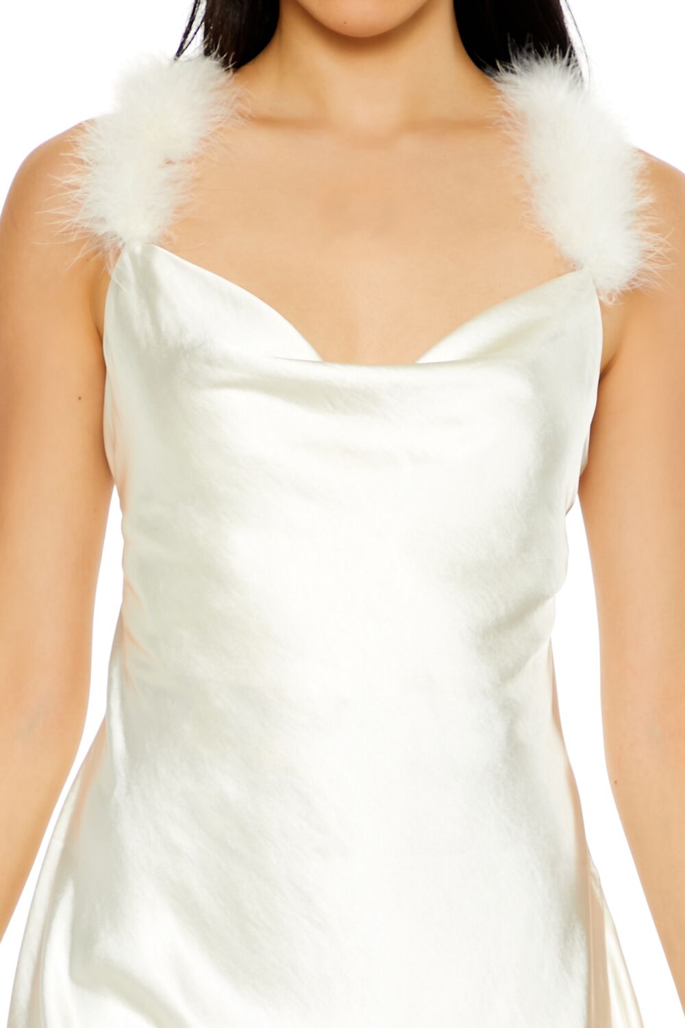  Forever 21 Faux Fur-Trim Mini Slip Dress - egret-swatch - Bonton