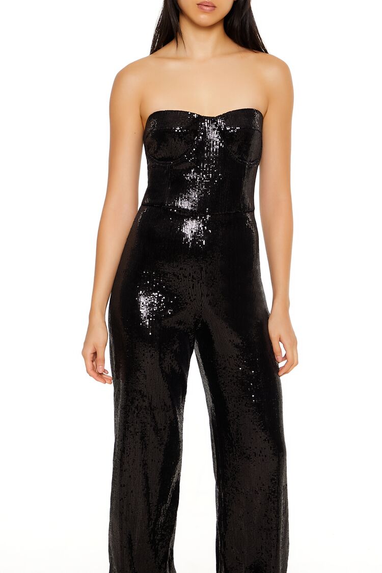  Forever 21 Sequin Sweetheart Jumpsuit - black - Bonton