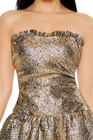 Metallic Ruffle Mini Tube Dress