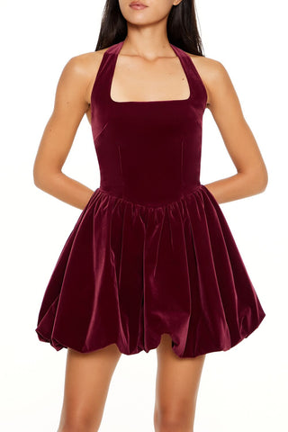 Halter Bubble-Hem Mini Dress