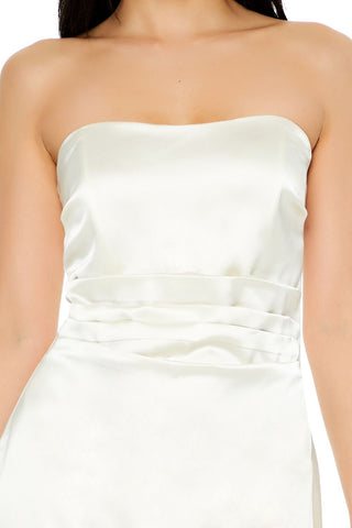 Satin Tube Handkerchief Mini Dress