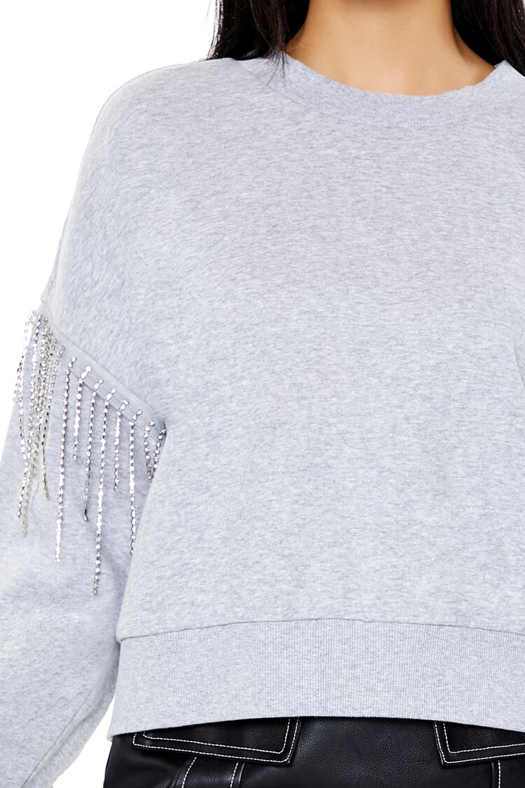  Forever 21 Rhinestone Fringe Pullover - heather grey silver - Bonton