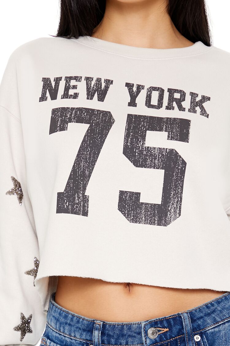  Forever 21 New York 75 Cropped Pullover - beige multi - Bonton