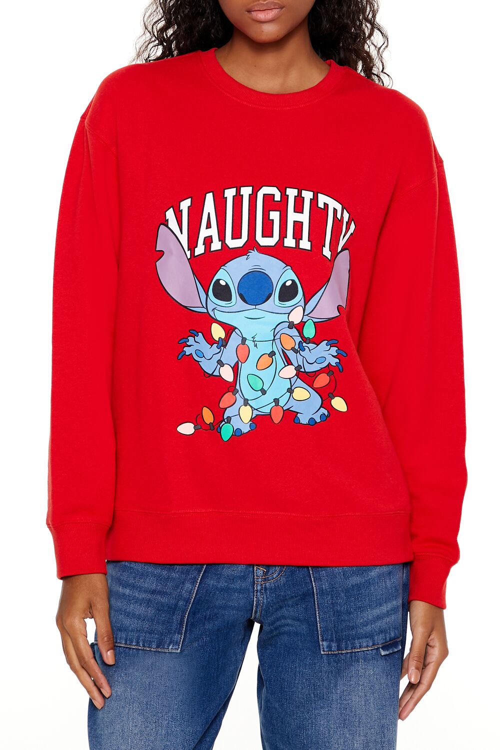  Forever 21 Naughty Stitch Pullover - red multi - Bonton