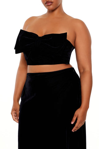 Plus Size Velvet Bow Tube Top