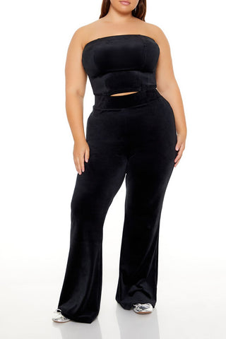 Plus Size Velour Cropped Tube Top