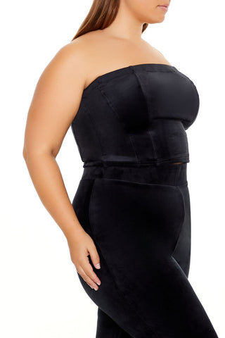 Plus Size Velour Cropped Tube Top
