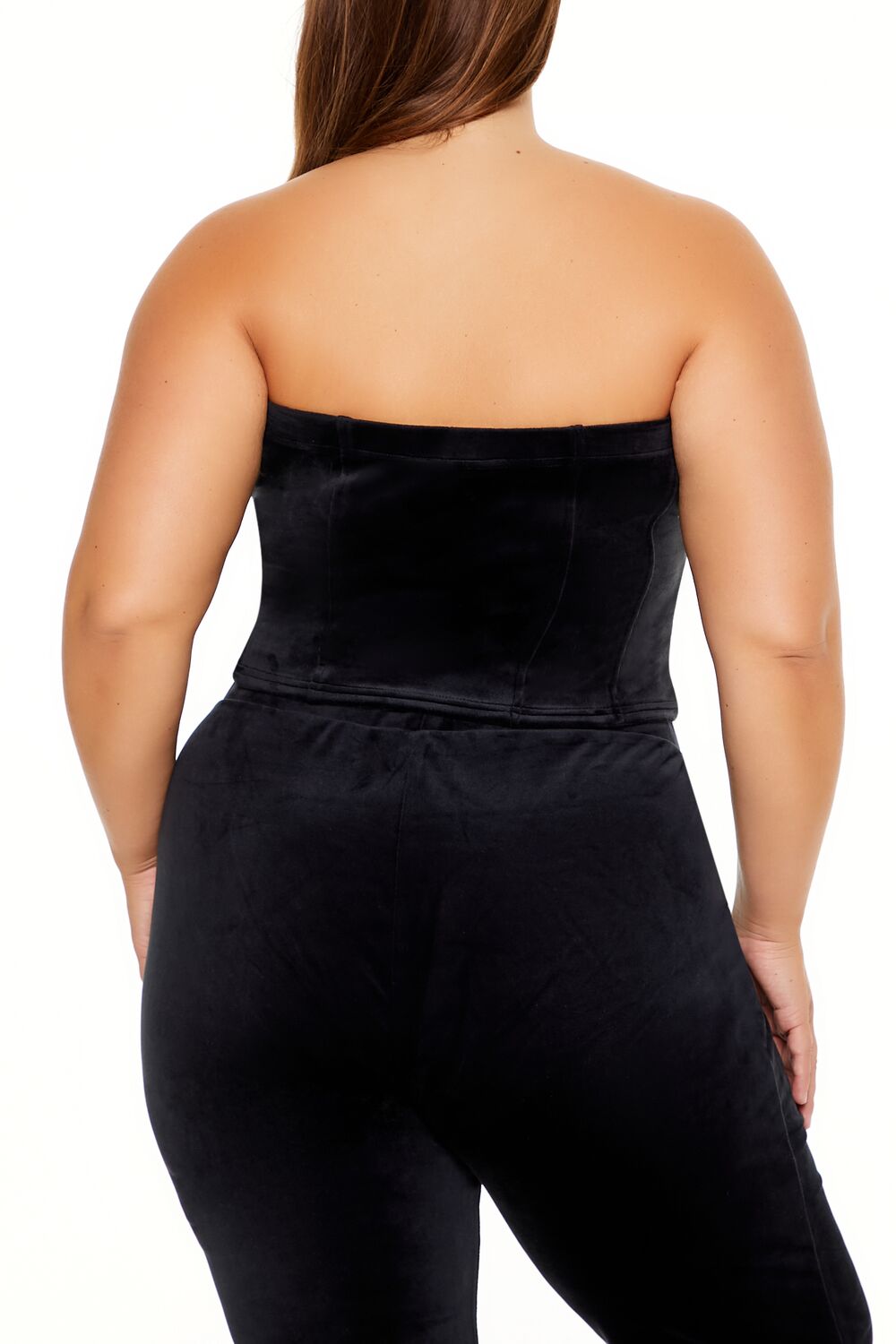  Forever 21 Plus Size Velour Cropped Tube Top - black - Bonton