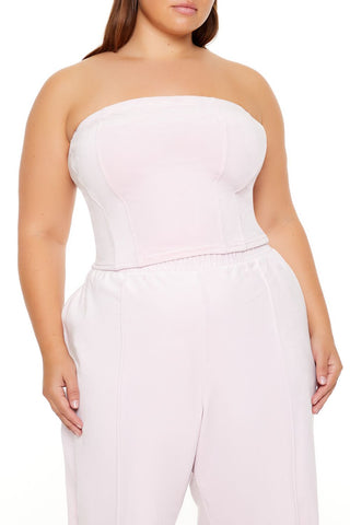 Plus Size Velour Cropped Tube Top