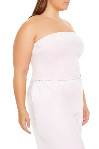 Plus Size Velour Cropped Tube Top