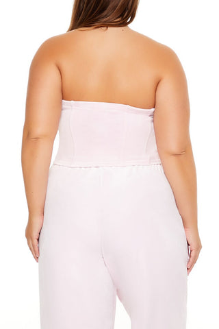 Plus Size Velour Cropped Tube Top