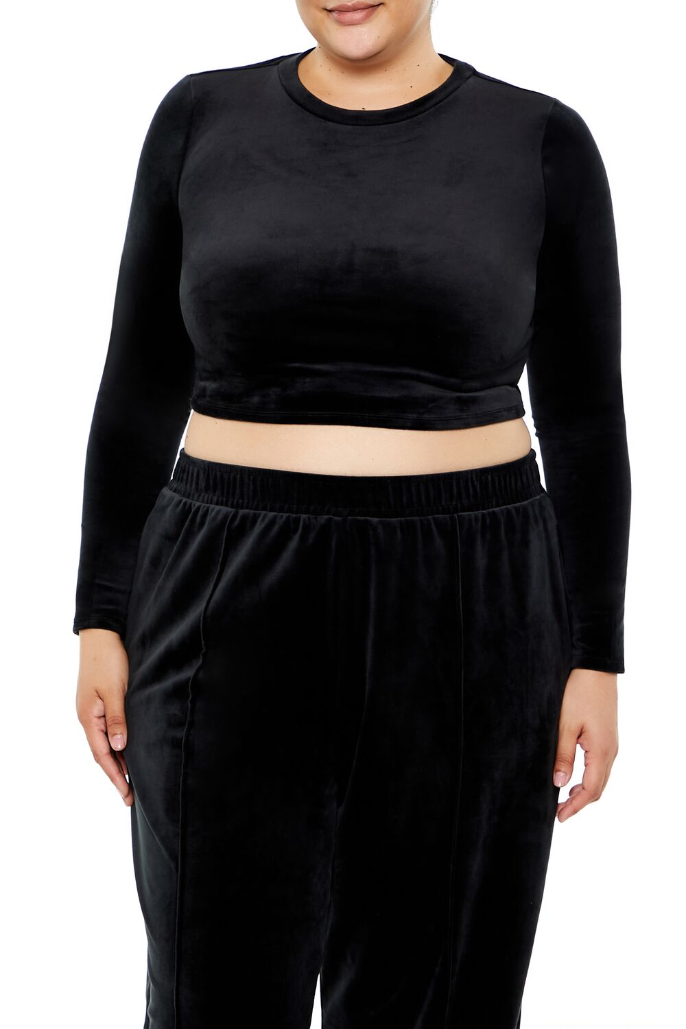 Forever 21 Plus Size Velour Crop Top - black - Bonton