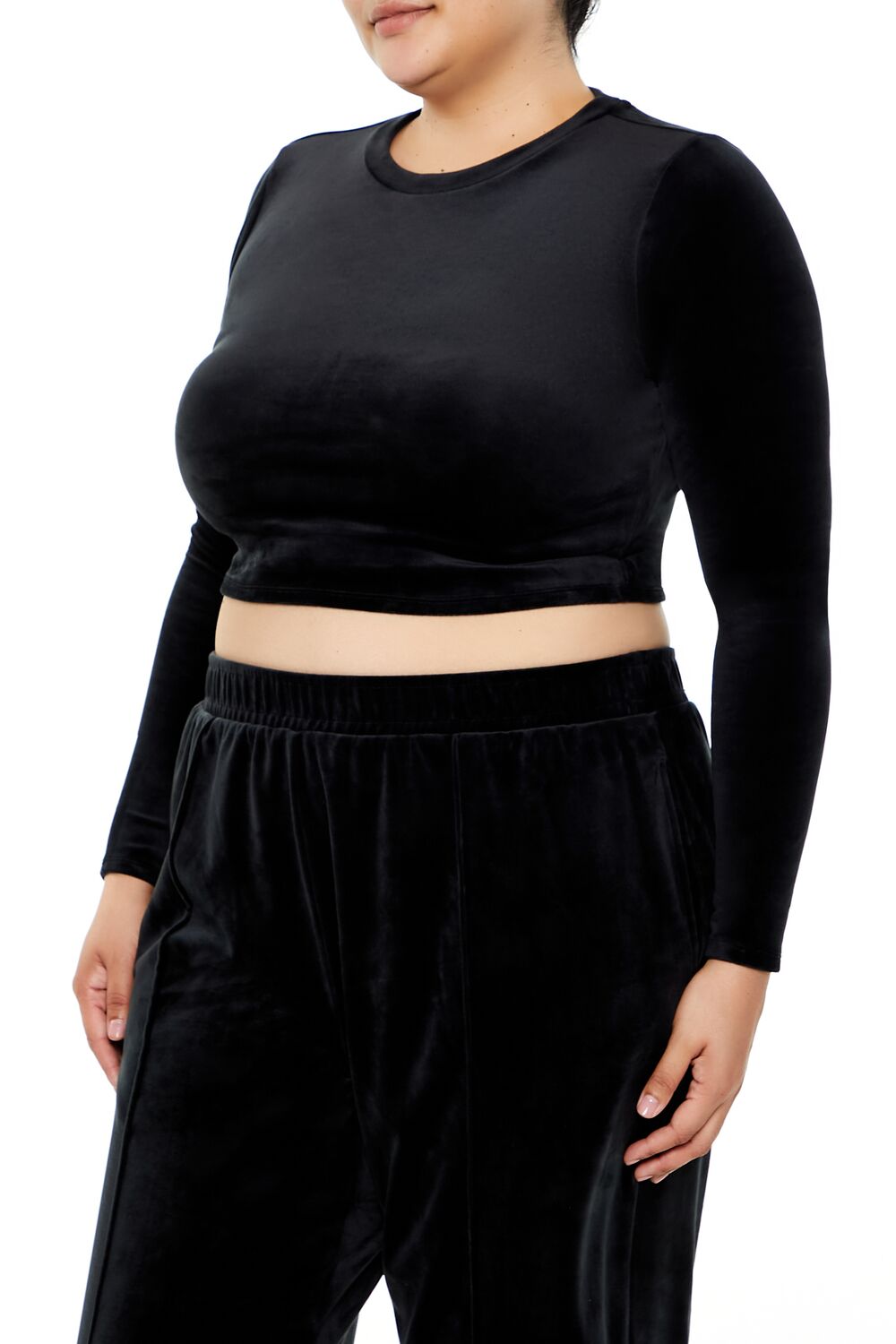  Forever 21 Plus Size Velour Crop Top - black - Bonton