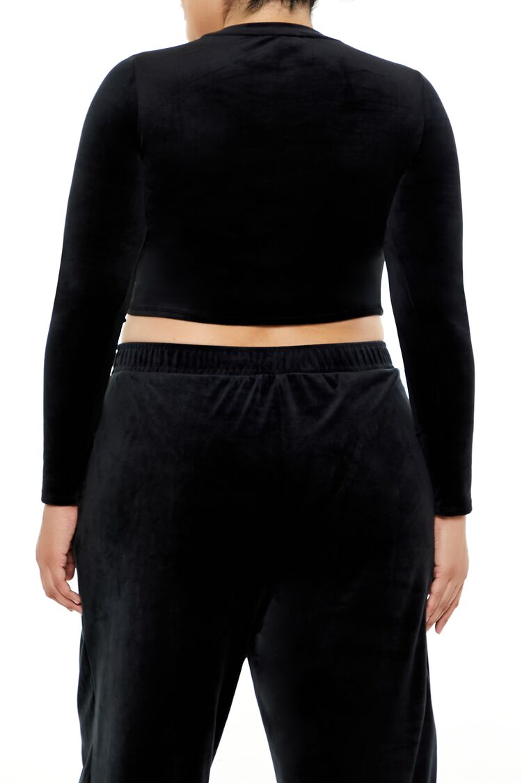  Forever 21 Plus Size Velour Crop Top - black - Bonton