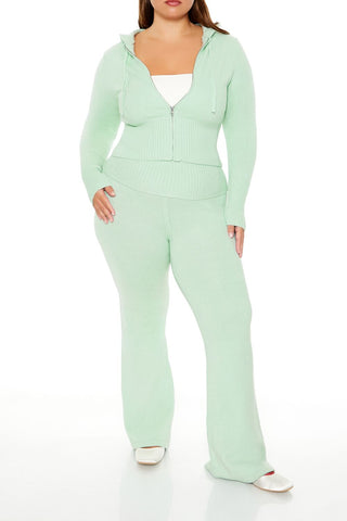 Plus Size Zip-Up Hooded Sweater