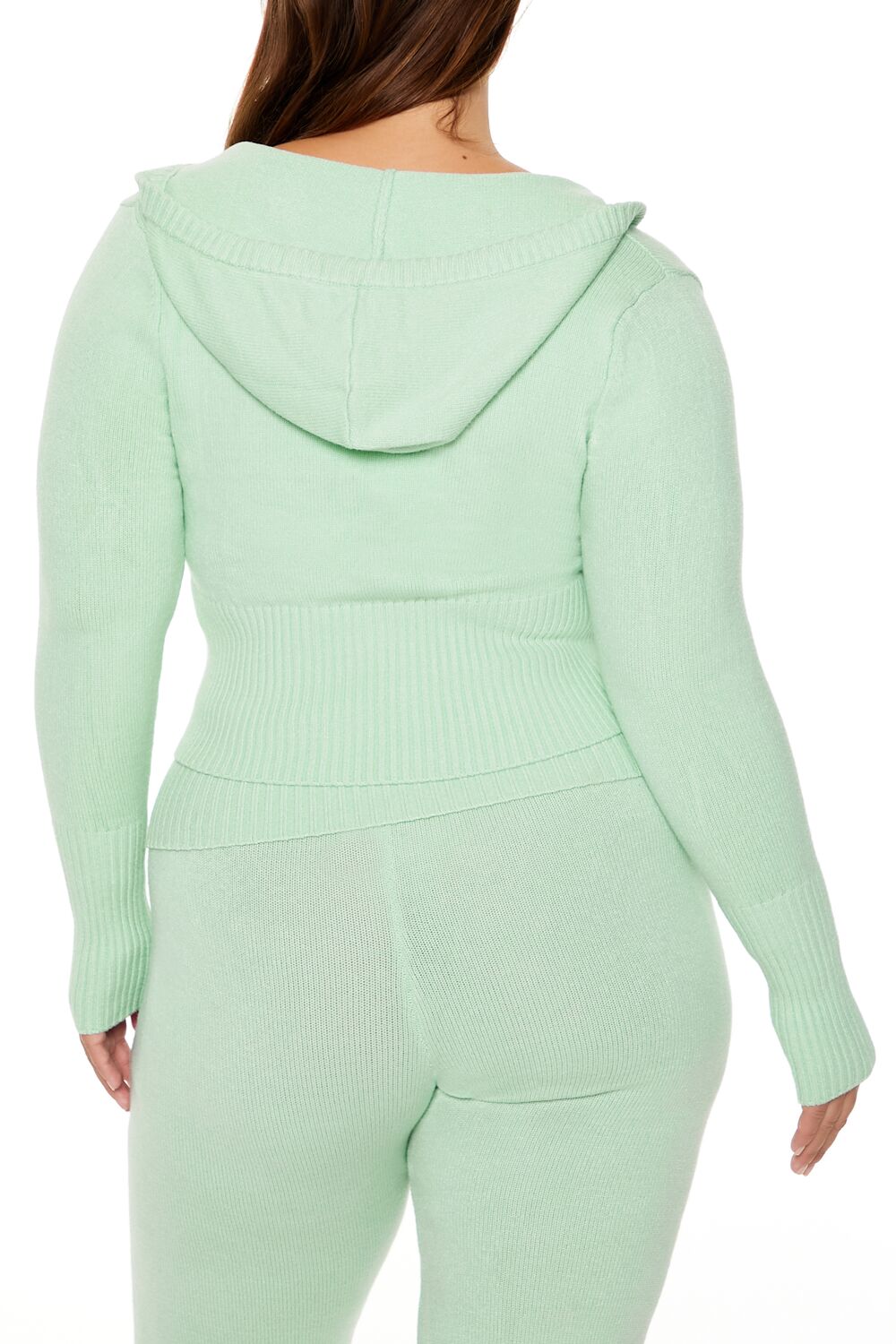  Forever 21 Plus Size Zip-Up Hooded Sweater - seafoam - Bonton