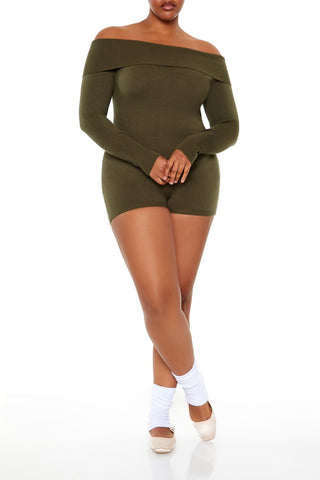 Plus Size Off-the-Shoulder Romper
